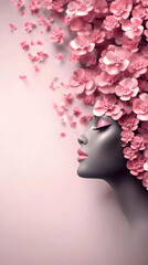 Illustration - Pink Floral Dream Woman with Flowers