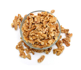 Stack Walnuts on white background