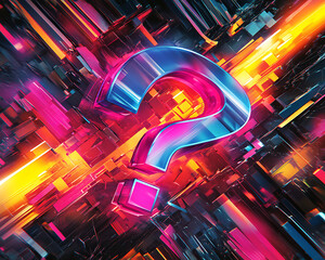 Abstract Colorful Question Mark in a Dynamic Geometric Background