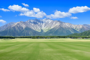 Photo - Majestic Mountains, Green Valley, Blue Sky, Clouds, Landscape Photography