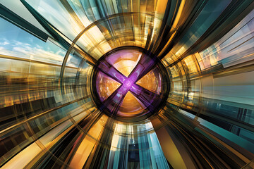 Abstract Geometric Art with Radial Lines and Vibrant Colors