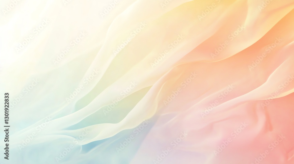 Poster soft pastel fabric waves create a serene and calming atmosphere in a bright space