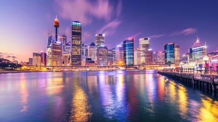 Fototapeta premium Iconic city landmark surrounded by urban landscape with