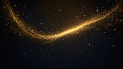 A captivating scene with a deep, dark background, where golden dust particles float and shimmer delicately