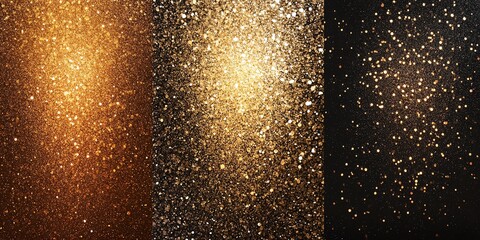 Golden and Black Glitter Backgrounds Create a Shimmering Effect Perfect for Celebrations or Design Projects
