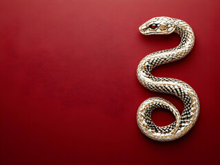 Fototapeta premium Gold Snake Illustration on Red
