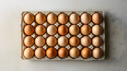 A tray of fresh chicken eggs