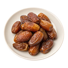 Dates in a plate isolated on transparent background