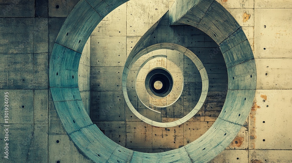 Poster unique spiral architecture showcasing concrete forms and patterns in a modern urban setting during d