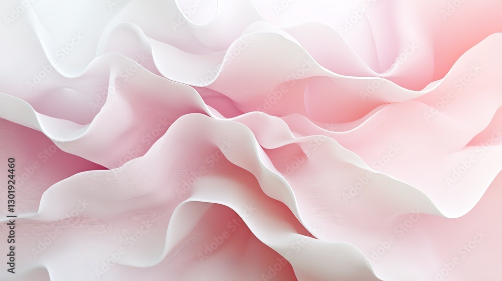 Poster soft flowing patterns in shades of pink and white create a calming visual experience in abstract des