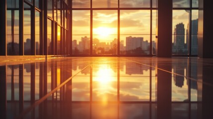 Sunset view from modern office building.