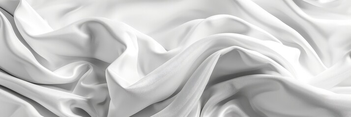 Obraz premium Flowing white fabric creates soft ripples and folds for an elegant, monochromatic backdrop