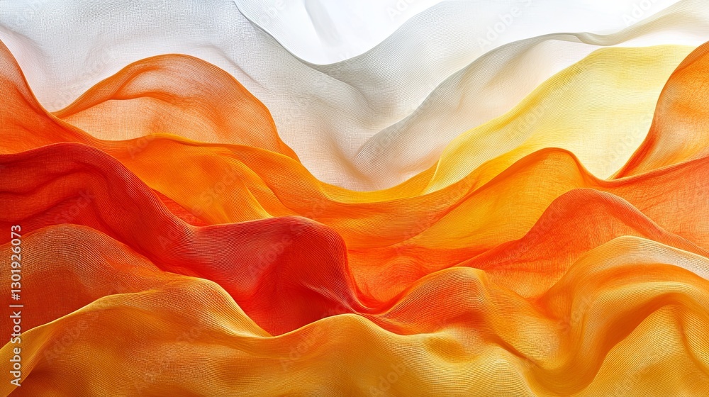 Poster colorful waves of translucent fabric create an abstract design with warm tones and smooth textures i