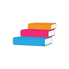 Colorful stack of books vector illustration on white background. Back to school concept