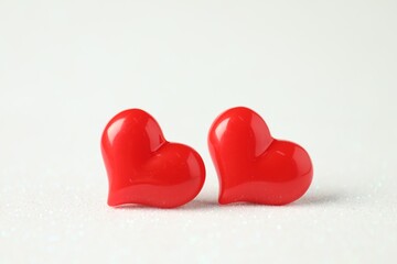 Red decorative hearts on white background. Happy Valentine's day