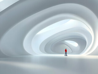 Obraz premium 3D Illustration Abstract Architecture Background White Design Modern Interior Minimalist Building Empty Space