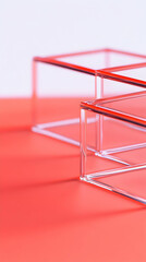 Fototapeta premium 3D Illustration - Abstract Coral Background with Glass Cubes