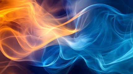 A fiery swirl of orange and blue tones creating a dramatic, fluid motion.