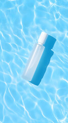 3D Illustration - Cosmetic Bottle Floating in Blue Water