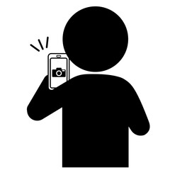 スマホで撮影する人のピクトグラム　後ろ姿
