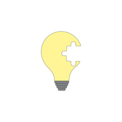 Light bulb puzzle icon vector illustration on white background. Brain's education, idea, strategy symbol
