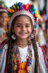 Fototapeta premium Festive occasion: Children's Day in Colombia brings joy as happy kids celebrate with laughter, games, cultural traditions, reflecting nation's love for childhood, unity, spirit of youthful happiness.