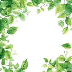 Green leaves border on a transparent background PNG