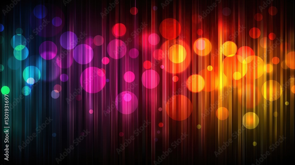 Poster vibrant colorful abstract background with bokeh effect and vertical lines for creative projects