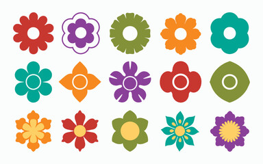 Set of flowers icon, colorful flowers icon, flower icon set