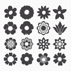 Set of flowers icon, colorful flowers icon, flower icon set