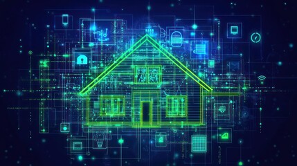 Naklejka premium Smart home digital network concept.