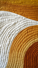 Photo Abstract Quilted Fabric Texture Background Golden Yellow White