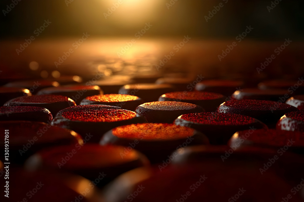 Aufkleber 3d illustration abstract background red bumpy surface texture light reflections