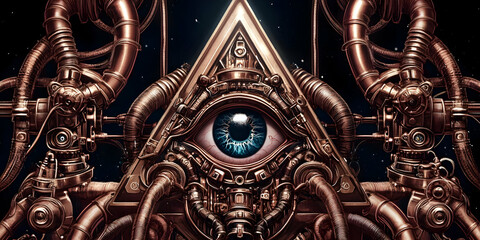 Fototapeta premium Mechanical Eye of Providence Illustration