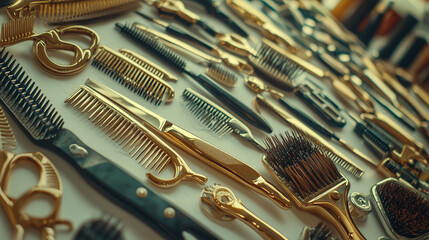 Fototapeta premium Professional Hairdresser Tools Display