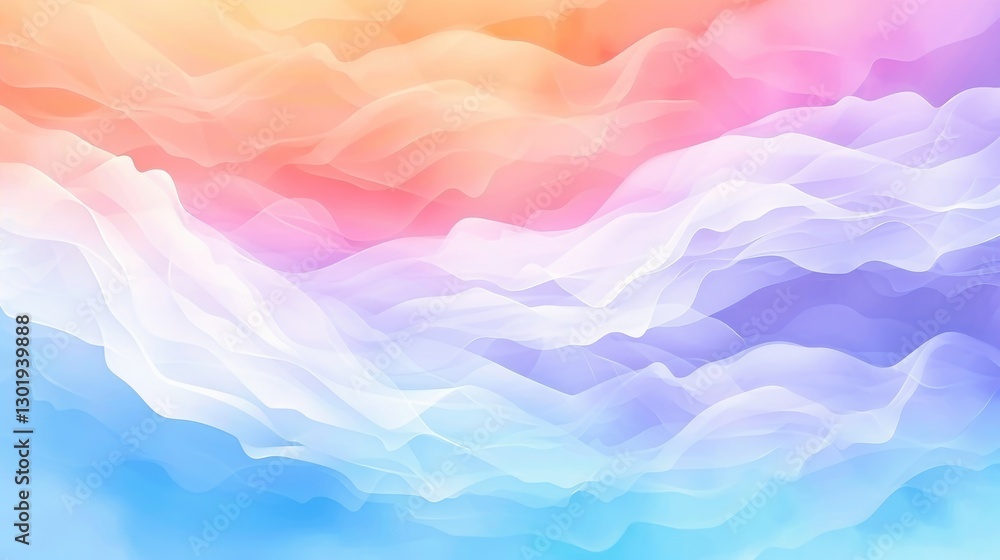 Poster soft and dreamy abstract waves with gradient colors in pastel tones for modern design projects