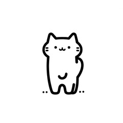 Cute Cartoon Cat with Playful Expression and Simple Outline Design