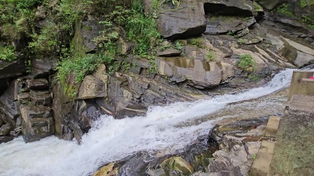 Majestic Waterfall Plunging into a Lush Ravine