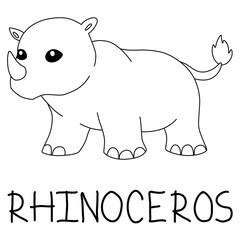 Obraz premium one-horned rhinoceros with text below hand written