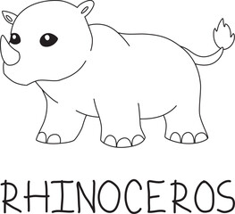 one-horned rhinoceros with text below hand written