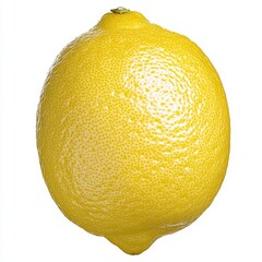 Bright Yellow Lemon Close Up on White Background
