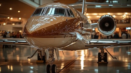 A private jet ready for departure with a VIP business traveler boarding, 8k image