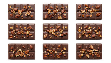 Delicious milk chocolate bar with nuts, a sweet treat png