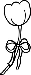 Retro Tulips with Ribbon Bow Outline Doodle