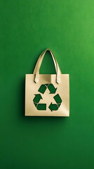 Photo: Recycle, Reuse, Reduce Eco-Friendly Shopping Bag on Green Background