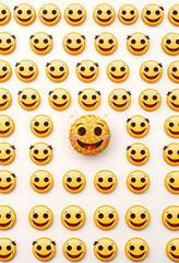 Smiling Face Crowd with One Unique Sparkling Emoticon Concept
