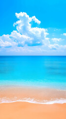 Obraz premium Photo Background - Tropical Beach, Ocean, Sky, Clouds, Sand, Summer, Vacation, Paradise