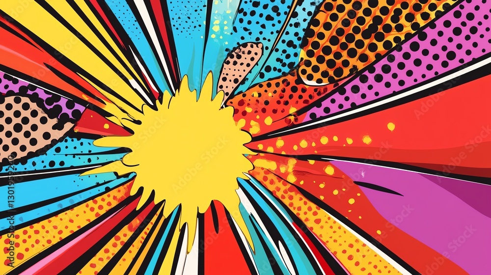 Aufkleber colorful explosion of abstract shapes and vibrant patterns in a dynamic modern art style
