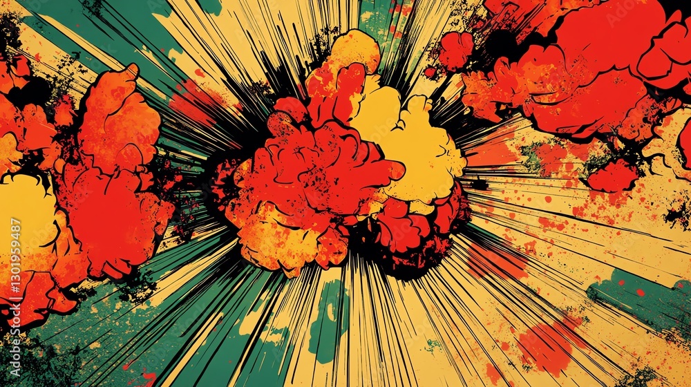 Aufkleber Vivid Explosion Graphic With Bold Colors and Dynamic Lines Creating an Energetic Visual Impact