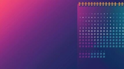 Colorful gradient background with a minimalist calendar design.